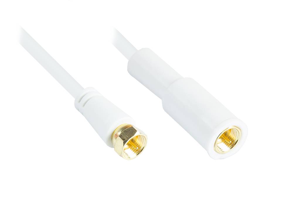 Good Connections® Flaches SAT Antennenkabel, F-Stecker beidseitig, 2x geschirmt, CU, einseitig Wetterschutz, weiß, 7,5m