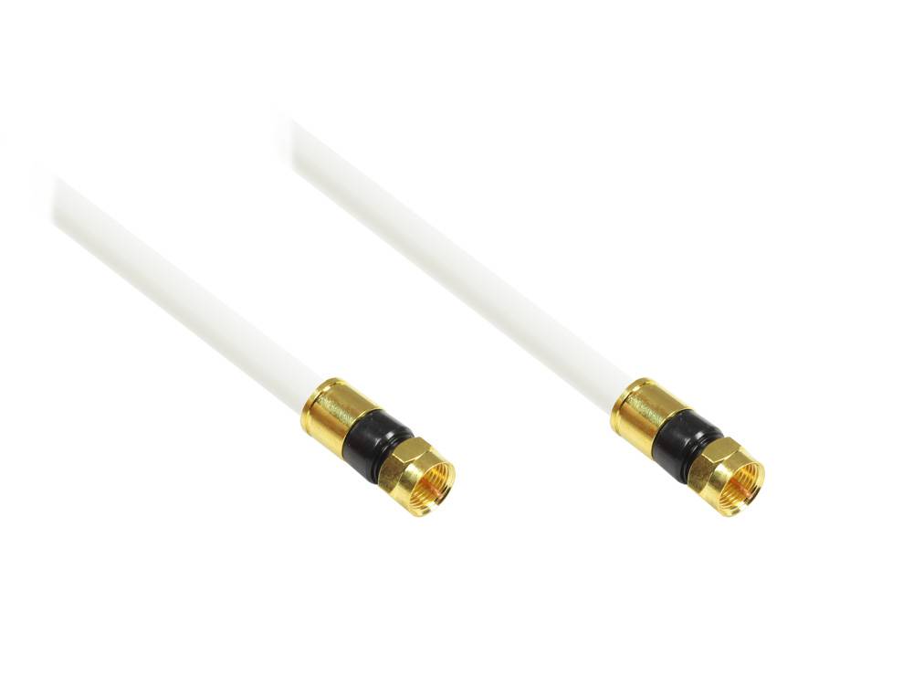 Good Connections® SAT Antennenkabel, F-Kompressionsstecker beidseitig, 5x geschirmt, CU, weiß, 5m