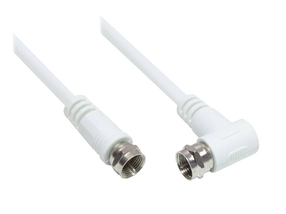 Good Connections® SAT Antennenkabel, F-Stecker gerade an F-Stecker gewinkelt (vernickelt), 2x geschirmt, CCS, weiß, 5m