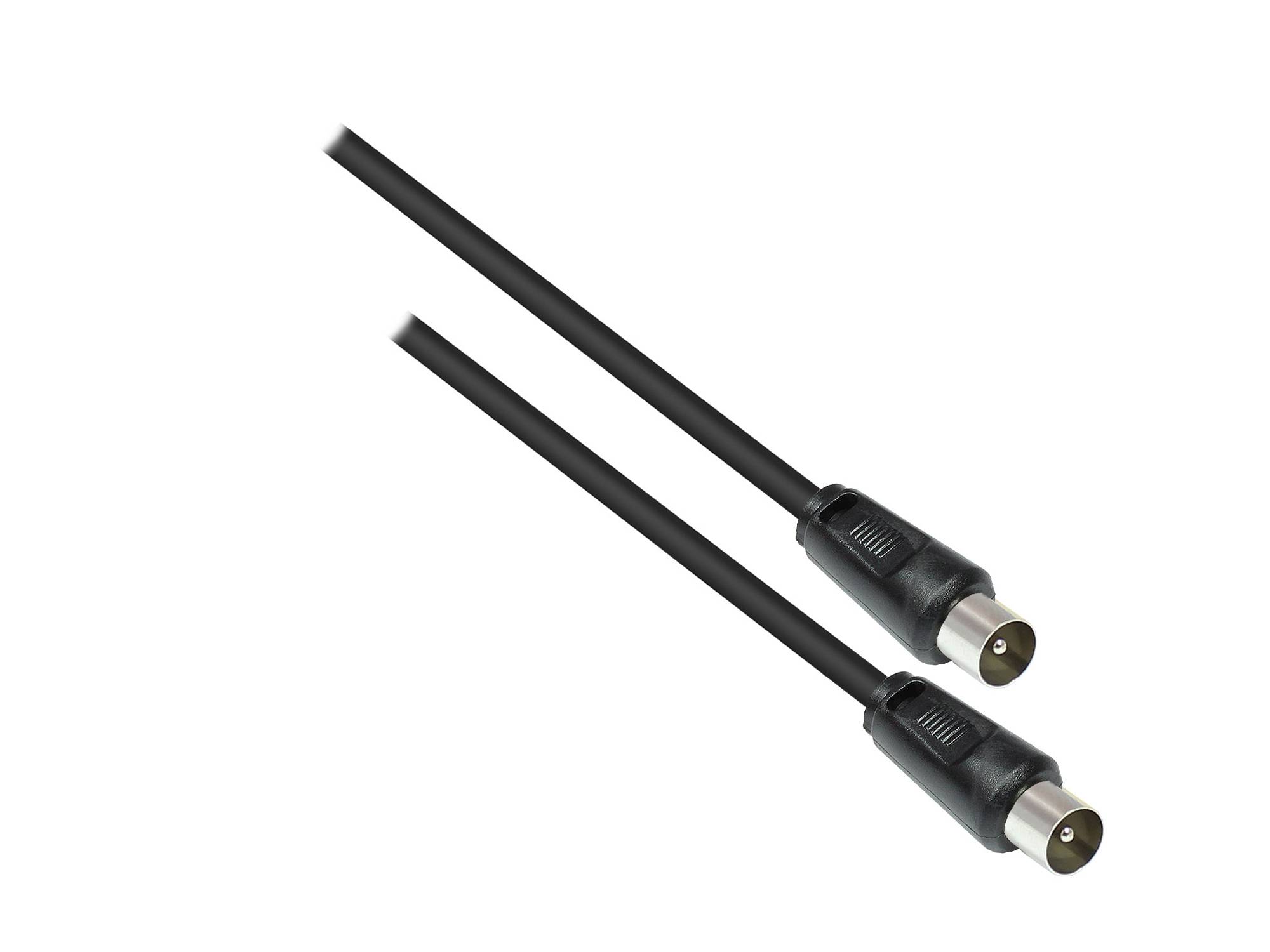 Good Connections® Antennenkabel, Koax/IEC Stecker beidseitig (vernickelt), 2x geschirmt, CCS, schwarz, 2,5m