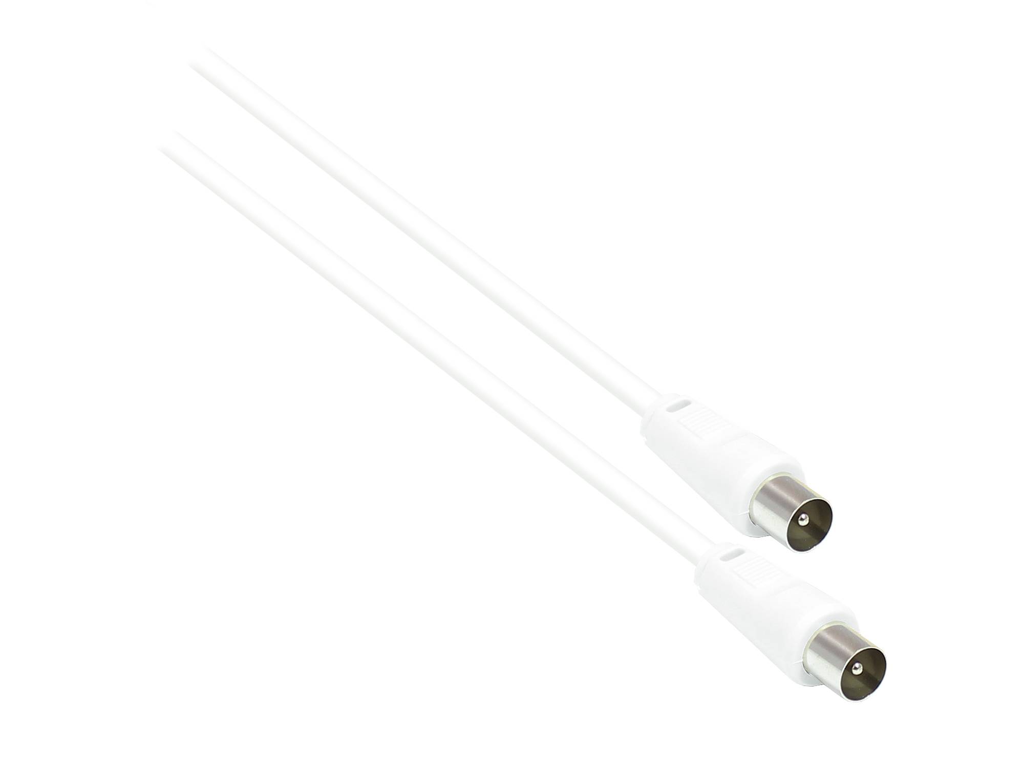 Good Connections® Antennenkabel, Koax/IEC Stecker beidseitig (vernickelt), 2x geschirmt, CCS, weiß, 2,5m