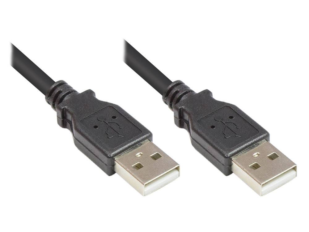 Kabelmeister® Anschlusskabel USB 2.0 Stecker A an Stecker A, 5m, schwarz