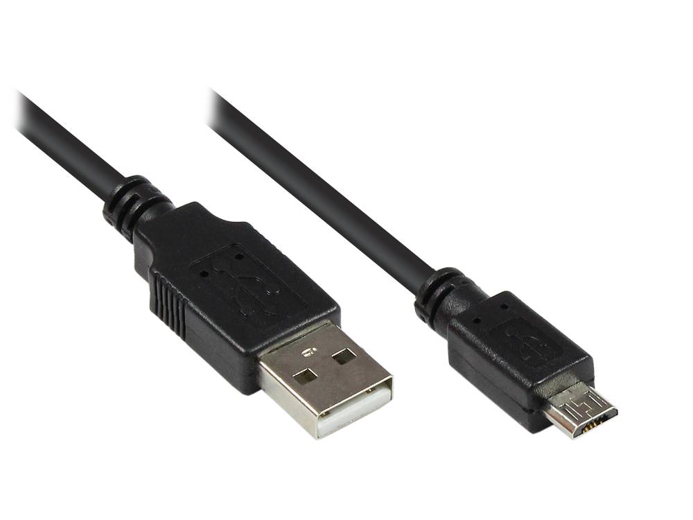 Kabelmeister® Anschlusskabel USB 2.0 Stecker A an Stecker Micro B, schwarz, 0,15m