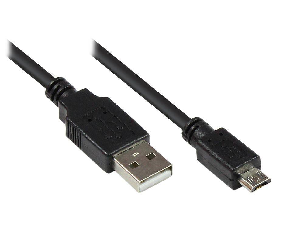 Kabelmeister® Anschlusskabel USB 2.0 Stecker A an Stecker Micro B, schwarz, 1m