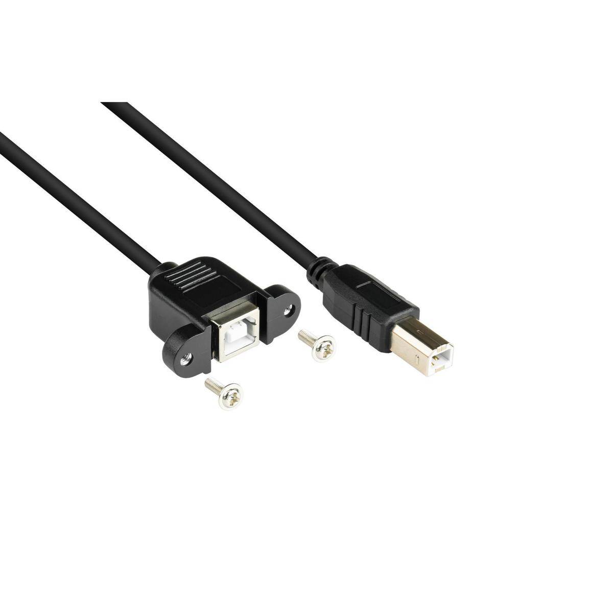 SO-30227 - Verlängerung USB 2.0 Stecker B an Einbaubuchse B, CU, schwarz, 0,5m