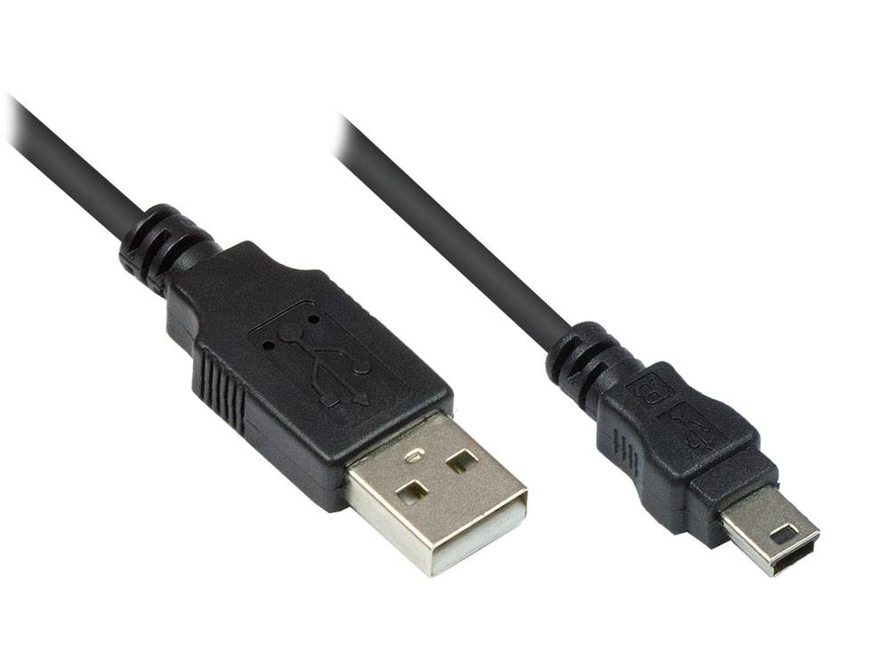 Kabelmeister® Anschlusskabel USB 2.0 Stecker A an Stecker Mini B 5-pin, schwarz, 0,15m