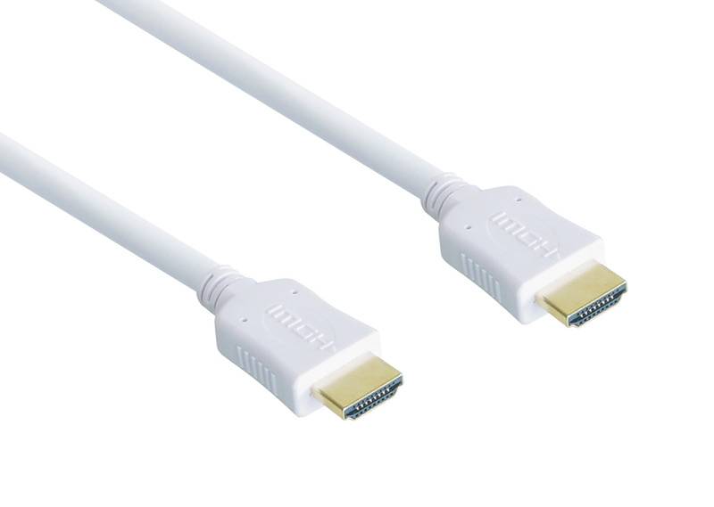 Kabelmeister® High-Speed-HDMI®-Kabel mit Ethernet, vergoldete Stecker, 5m weiß
