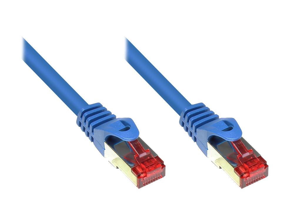 Kabelmeister® Patchkabel, Cat. 6, S/FTP, PiMF, PVC, 250MHz, blau, 0,25m