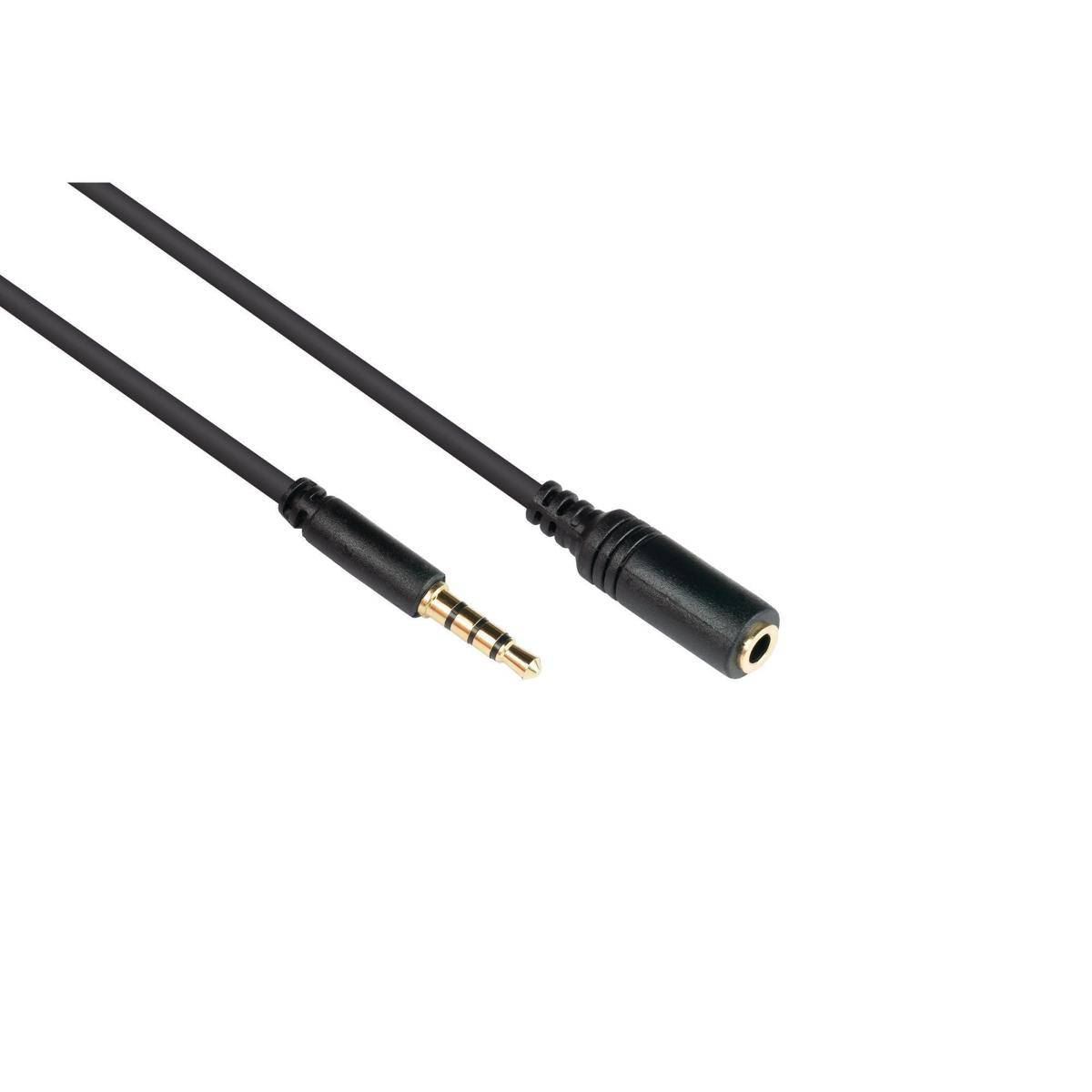 SO-32140 - Klinkenverlängerung 3,5mm, Stecker an Buchse (4-polig), vergoldete Kontakte, 0,5m