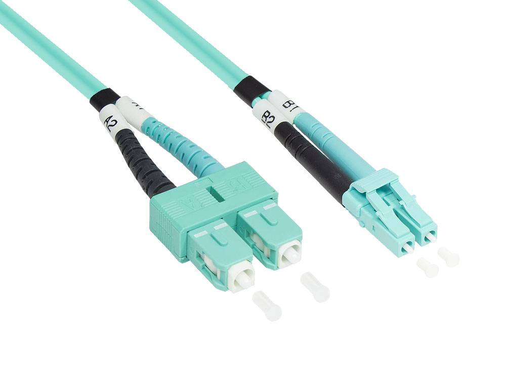 Kabelmeister® Patchkabel LWL Duplex OM3 (Multimode, 50/125) SC/LC, 0,5m