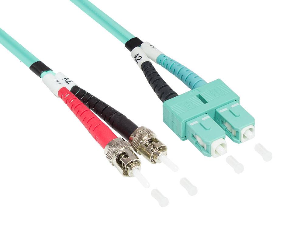 Kabelmeister® Patchkabel LWL Duplex OM3 (Multimode, 50/125) ST/SC, 1m