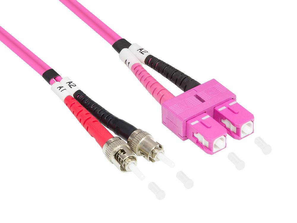 Kabelmeister® Patchkabel LWL Duplex OM4 (Multimode, 50/125) SC/ST, 2m