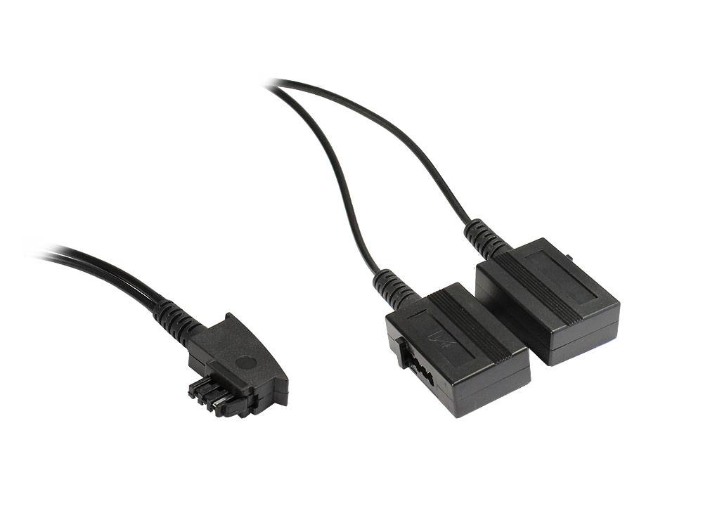 Good Connections® Telefon-Adapter TAE-F Stecker an 2 x TAE-F Buchse, Länge: 20cm