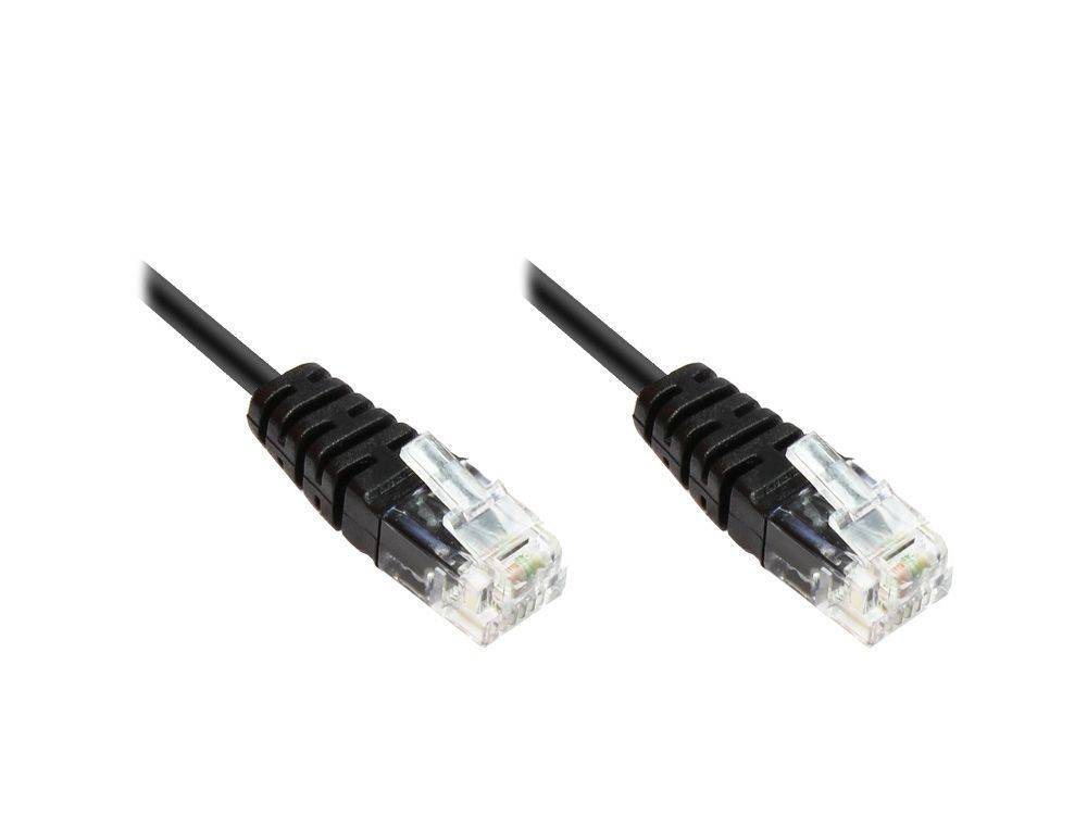 Good Connections® ISDN-Anschlusskabel, 2x RJ11 Stecker, 4-adrig, rund, schwarz, 2m