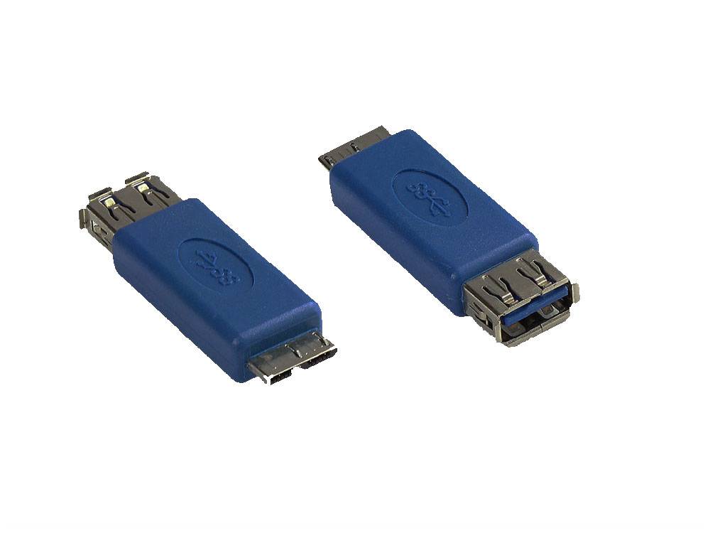 Good Connections® Adapter USB 3.0 Typ A Kupplung auf Typ Micro B Stecker, blau