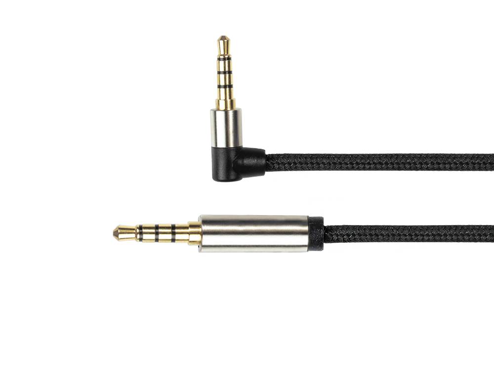 Python® Series Audio Anschlusskabel High-Quality, 4-poliger 3,5mm Klinkenstecker an Klinkenstecker gewinkelt, 1m