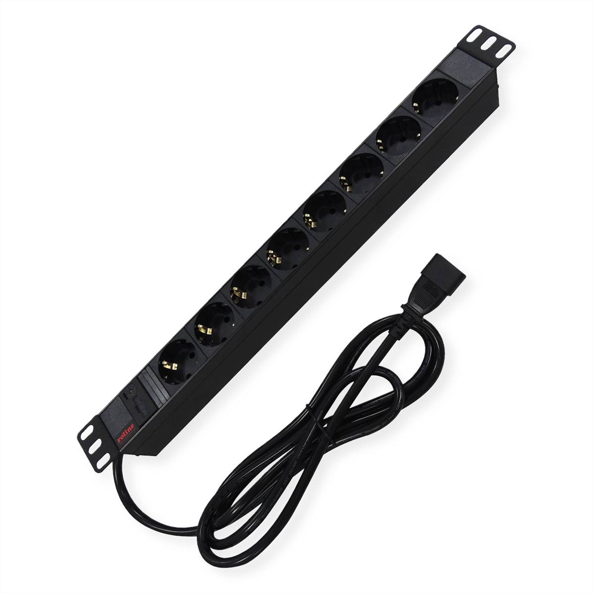 ROLINE 19-Zoll Steckdosenleiste 8fach, C14-Stecker, schwarz, 2 m