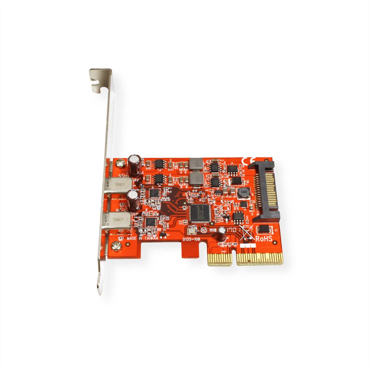 ROLINE PCI-Express-Karte, USB 3.2 Gen 2, 2x USB-C