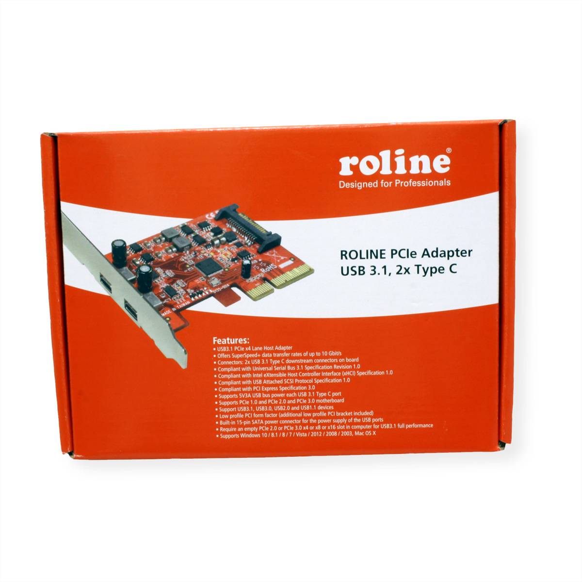 ROLINE PCI-Express-Karte, USB 3.2 Gen 2, 2x USB-C