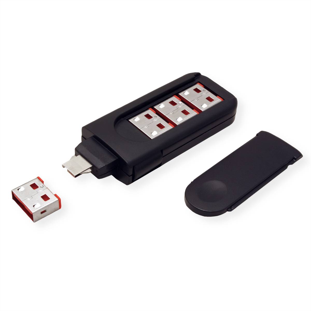 ROLINE USB Typ A Port Blocker, 4x Schloss und 1x Schlüssel
