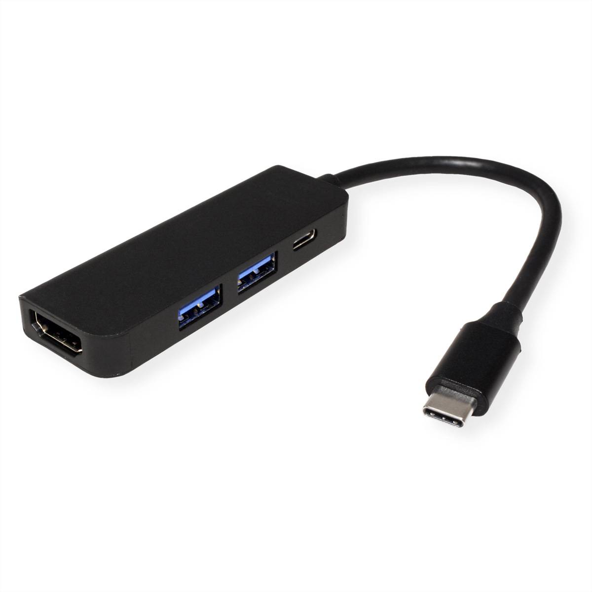 VALUE USB Typ C Dockingstation, HDMI 4K, 2x USB Typ A + Typ C PD