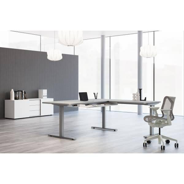Sitz-/Stehtisch Move 3 Premium BxTxH 200x100x72-121cm Anbautisch 120x80cm lichtgrau