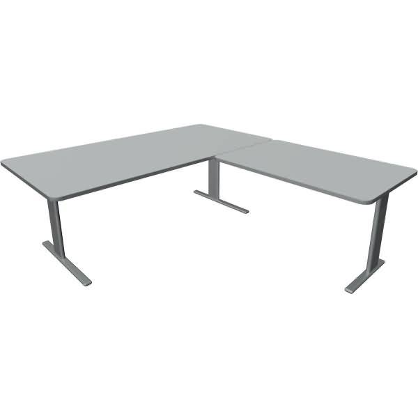 Schreibtisch Unic BxTxH200x100x75cm Anbautisch 120x80cm lichtgrau