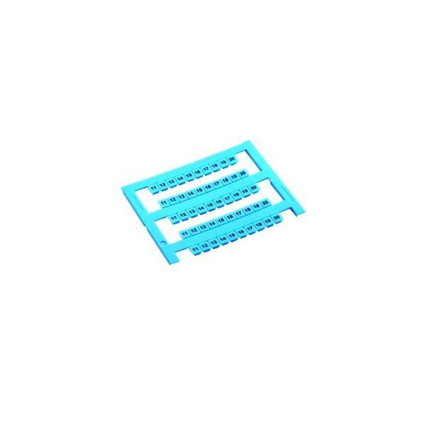 Blauer Kunststoff-Elektronikkomponentenhalter mit beschrifteten Fächern zum Organisieren von kleinen Teilen oder Komponenten.