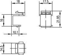 Technische Zeichnung mit Querschnittsansichten eines Metallkanals. Abmessungen sind mit 18, 17,5, 10,1 und 21,95 Einheiten gekennzeichnet.