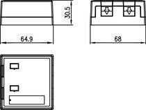 Technische Zeichnung zur Darstellung der Abmessungen eines rechteckigen Gegenstands, einschließlich einer Breite von 64,9 mm, einer Höhe von 30,5 mm und zusätzlicher Maßangaben.