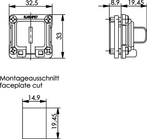 Telegärtner RJ45 Ind.IP67 EB-Flansch 100023156