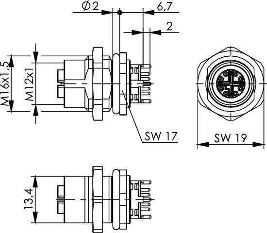Telegärtner STX M12x1 EBB X-kod. 100007428