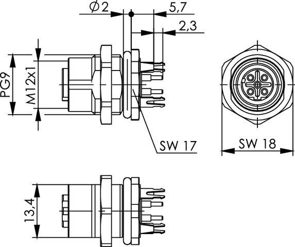 Telegärtner STX M12x1 EBB D-kod. 100007432