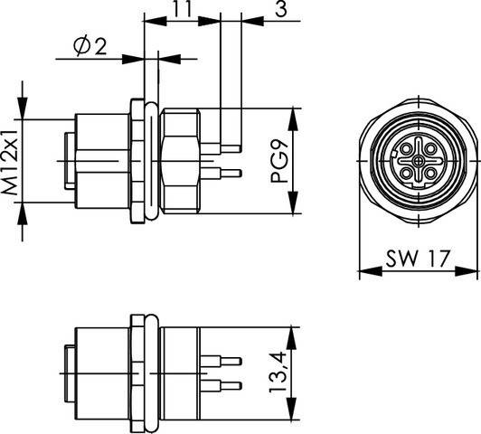 Telegärtner STX M12x1 EBB D-kod. 100007433