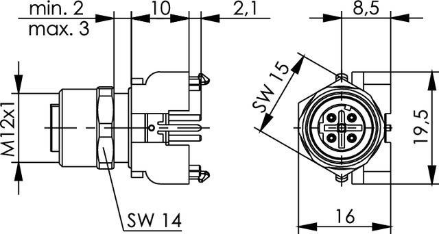 Telegärtner STX M12x1 EBB D-kod. 100007549