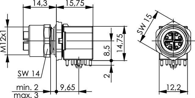 Telegärtner STX M12x1 EBB X-kod. 100007554