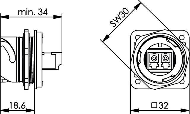Telegärtner STX V1 Flanschset 100007576