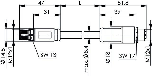Telegärtner STX M12x1-M12x1 VL 100017375