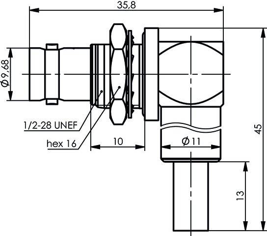 Telegärtner BNC-Kabelwinkeleinbaub. 100023373
