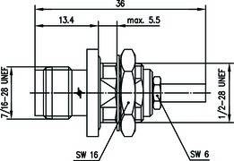 Telegärtner TNC-Einbaubuchse 50Ohm 100023770