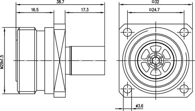 Telegärtner 7-16-Buchse mit Flansch 100024454