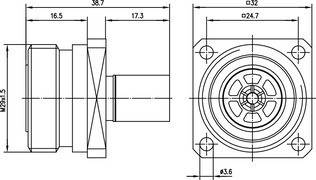 Telegärtner 7-16-Buchse mit Flansch 100024454