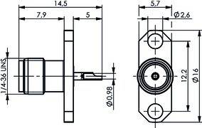 Telegärtner SMA-Flanschbuchse 2-Loch 100024677