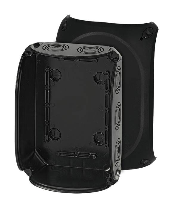 2St. Hensel KF 1600 B Kabelabzweigkasten bis 16 qmm 3ph., 16 qmm 1ph., ohne Klemme, schwarz 62000064 KF1600B