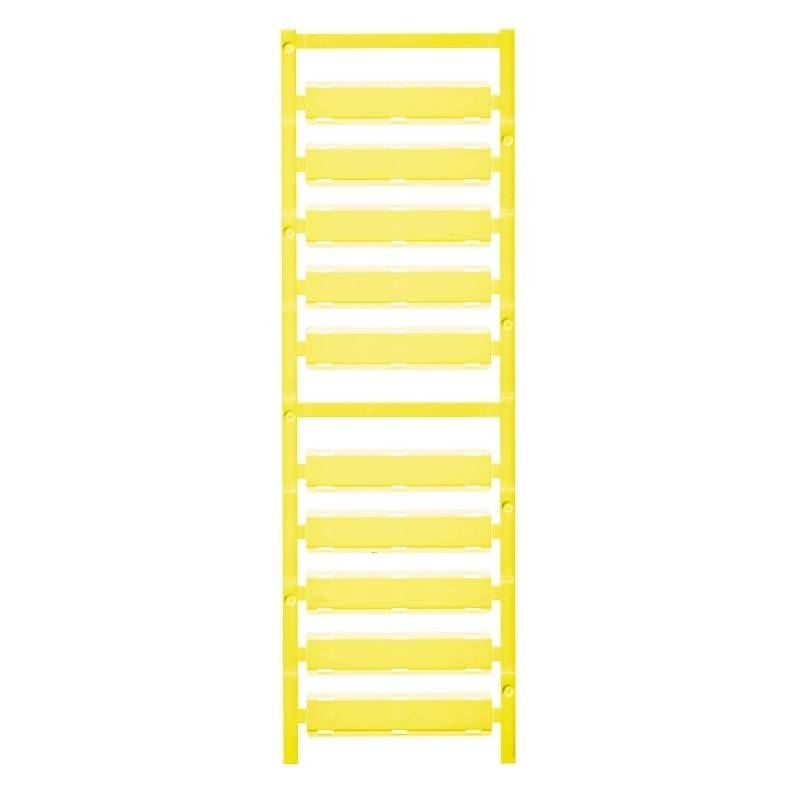 Gelbe Plastikleiter mit Seitenschienen und Querbalken, für den Einsatz auf Spielplätzen oder im Freien konzipiert, aufrecht stehend.