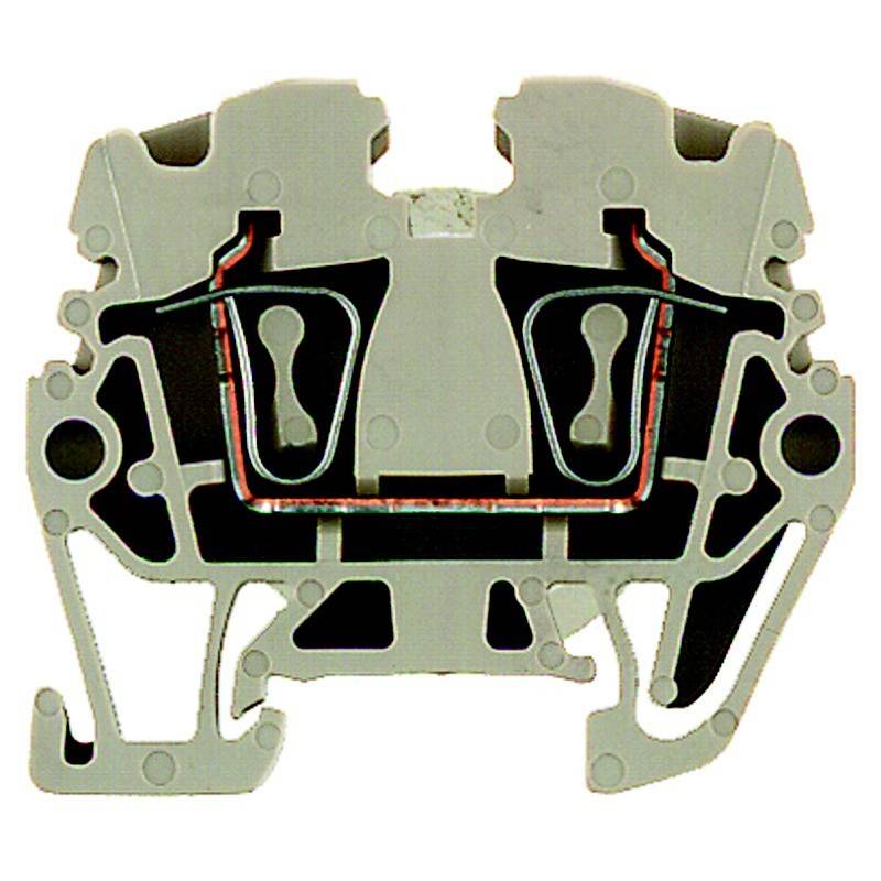 Querschnitt eines mechanischen Bauteils mit komplexen Innenstrukturen, die Kanäle und Durchgänge für Flüssigkeits- oder Luftströmung zeigen.