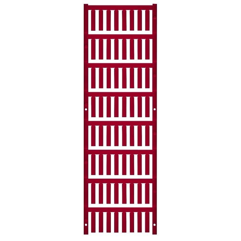 Ein roter Metallständer, der entwickelt wurde, um mehrere Platten zu halten, mit gleichmäßig angeordneten vertikalen Schlitzen und Befestigungslöchern an beiden Seiten.