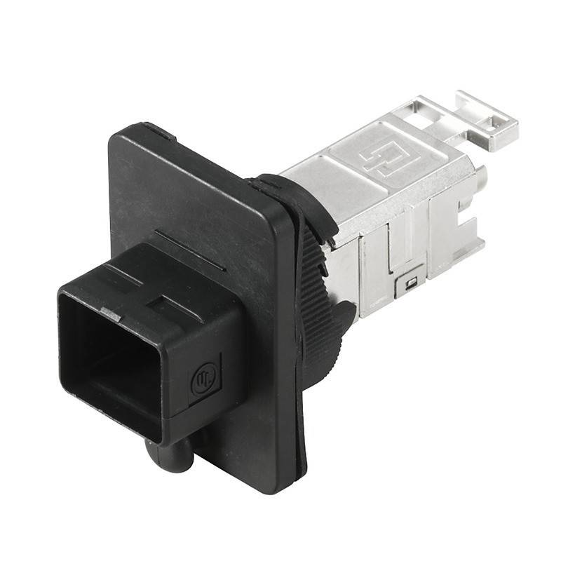 Eine schwarze und silberne rechteckige elektronische Schaltkomponente mit einem hervorstehenden Anschluss, wahrscheinlich für automotive Anwendungen verwendet.