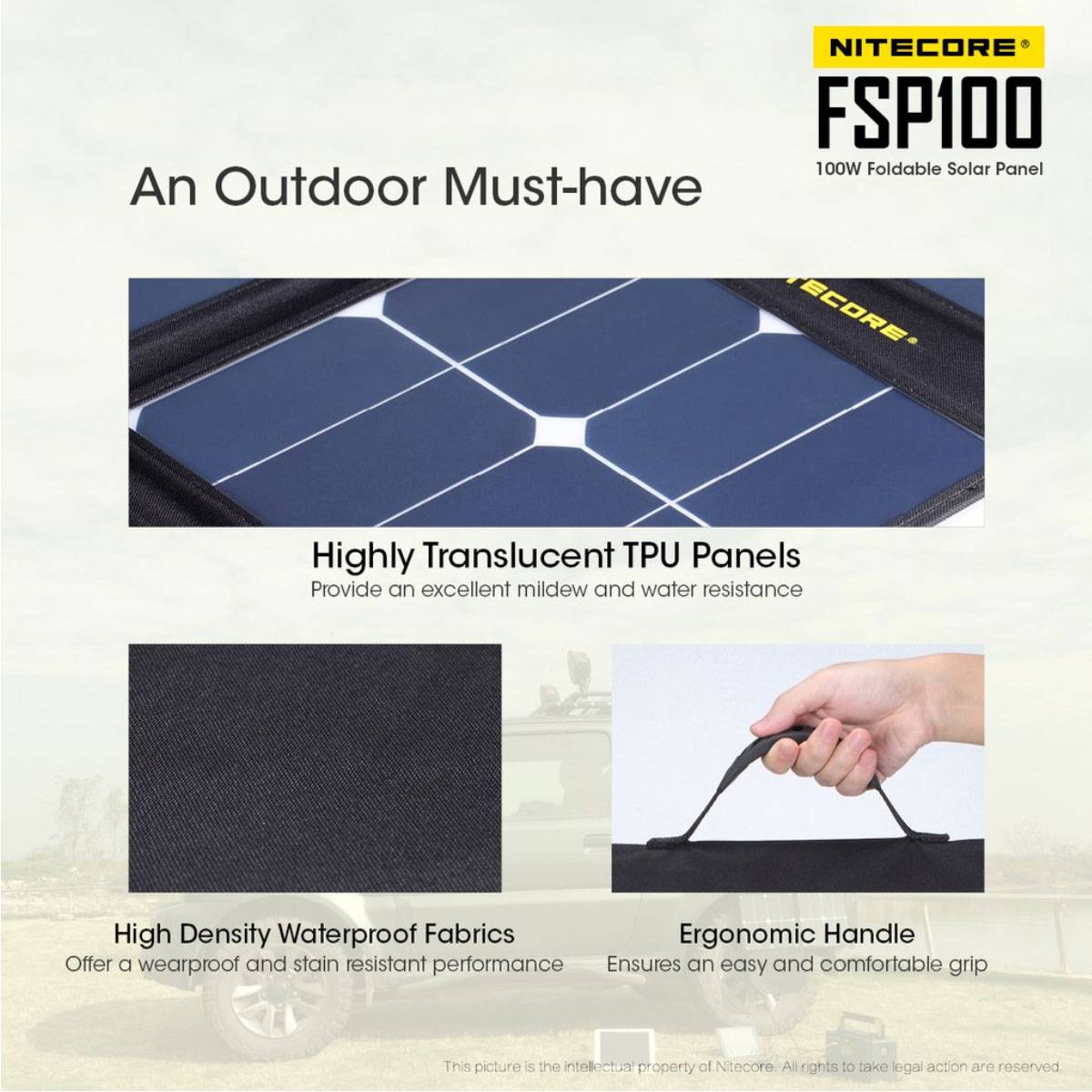 Nitecore FSP100 faltbares Solarpanel mit max. 100W, max. 3A Ausgang, mit USB-C, USB-A Ausgang