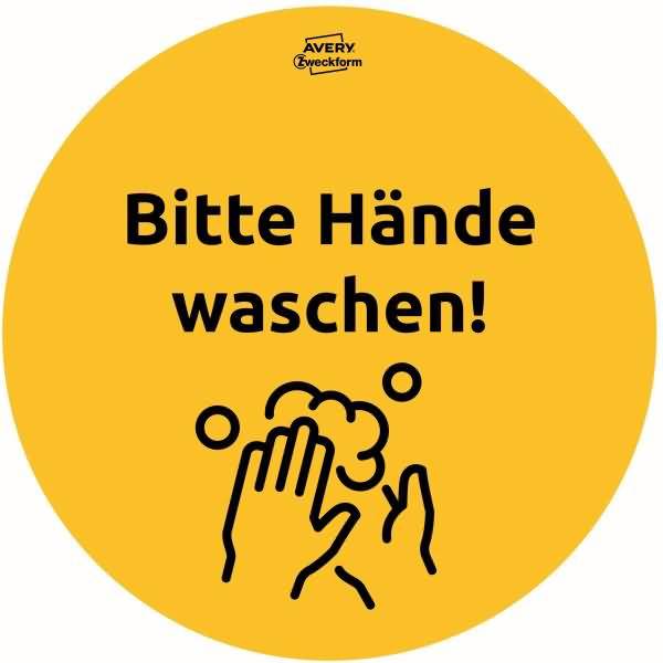 Hinweis-Aufkleber rund 20cm gelb VE=12 Stück Motive sortiert